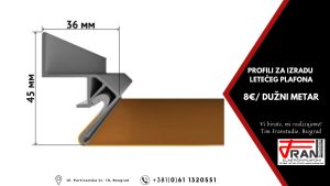 Elasticni plafoni Franstudio, Beograd, profili za ugradnju letećih plafona