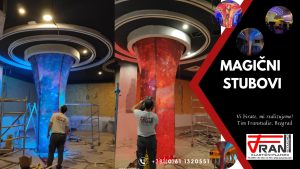 Elasticni plafoni Franstudio, Beograd, efekat 3D, štampa po želji kupca, magični stubovi