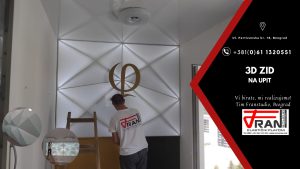 Elasticni plafoni Franstudio, Beograd, efekat 3D, štampa po želji kupca, logo firme
