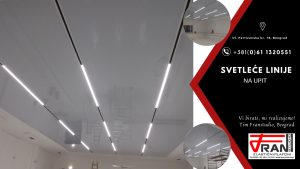 Elasticni plafoni Franstudio, Beograd, sa ugrađenim svetlećim linijama