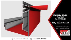 Elasticni plafoni Franstudio, Beograd, profili za plafone na dva nivoa