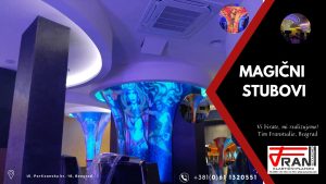 Elasticni plafoni Franstudio, Beograd, efekat 3D, štampa po želji kupca, magični stubovi